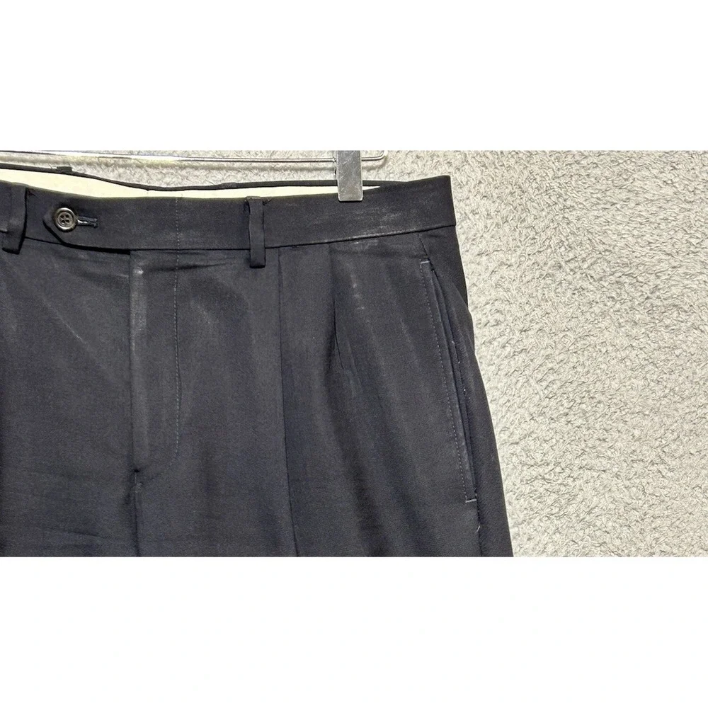 Lauren Ralph Lauren Total Comfort Black Pleated 100% Wool Dress Pants Mens 34X29 - Picture 3 of 10
